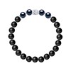 Bracelet BUDDAH Véritables Perles de Culture Colori BLACK TAHITI - Agate Noire Matte - Argent 925 - vue V1