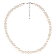 Collier acier Perles blanches d'imitations 40cm + 5cm