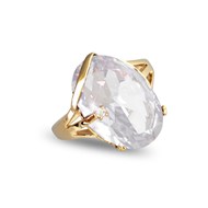 Bague plaqué or cubic zirconia ovale