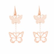Boucles d'oreilles argent rose papillon scintillant rose