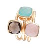 Bague 'Cyclique' Quartz rose, Aqua Calci et Quartz fumé Laiton doré - vue V1