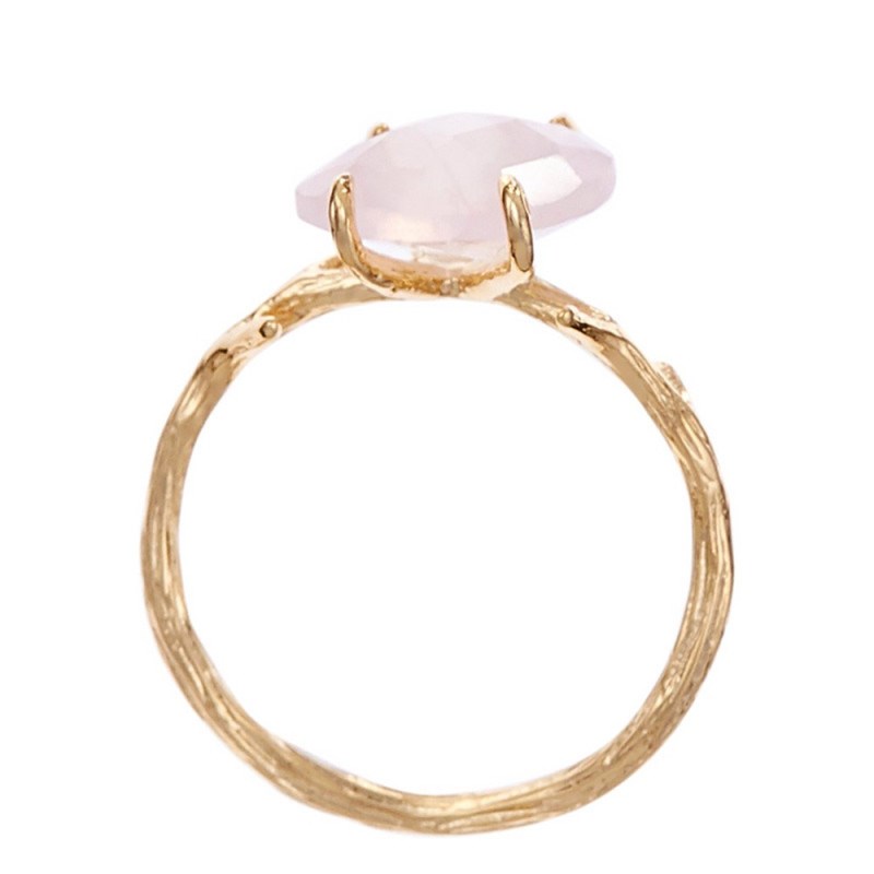 Bague dorée 'Lily' Quartz rose - vue 2