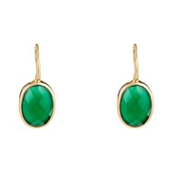 Boucles d'oreilles dorées montées d'une Agate verte 'Lisa'