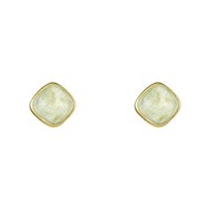 Boucles d'oreilles laiton doré montées d'une préhnite verte 'Suzanne'
