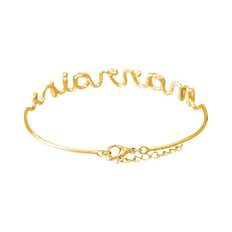 'MARRAINE' bracelet jonc en fil lettering doré à message - vue 3