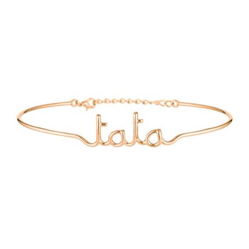 'TATA' Bracelet jonc en fil lettering rosé à message