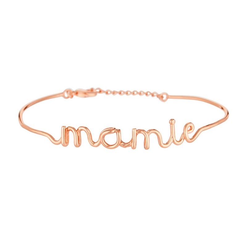 'MAMIE' bracelet jonc en fil lettering rosé à message