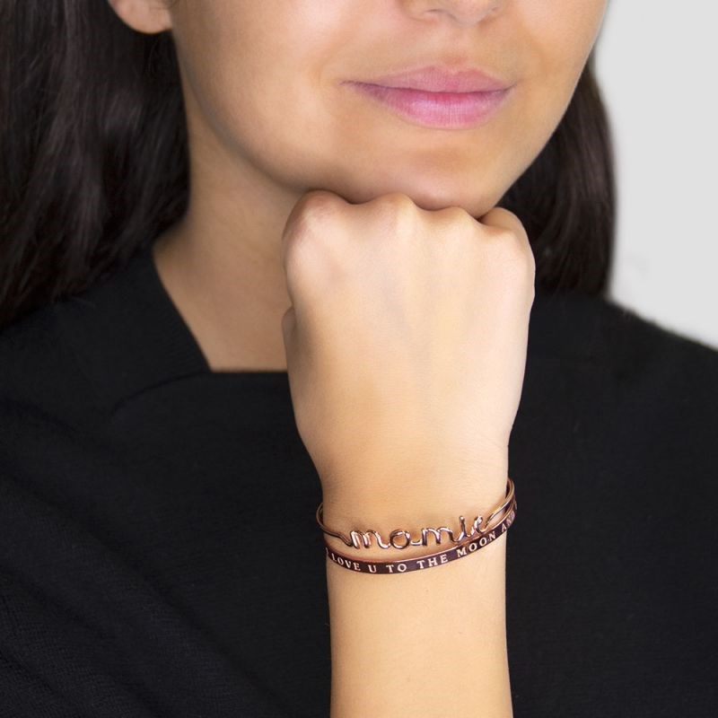 'MAMIE' bracelet jonc en fil lettering rosé à message - vue 2