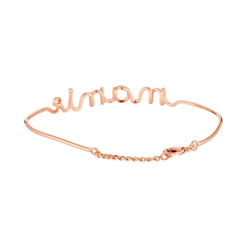 'MAMIE' bracelet jonc en fil lettering rosé à message - vue 3