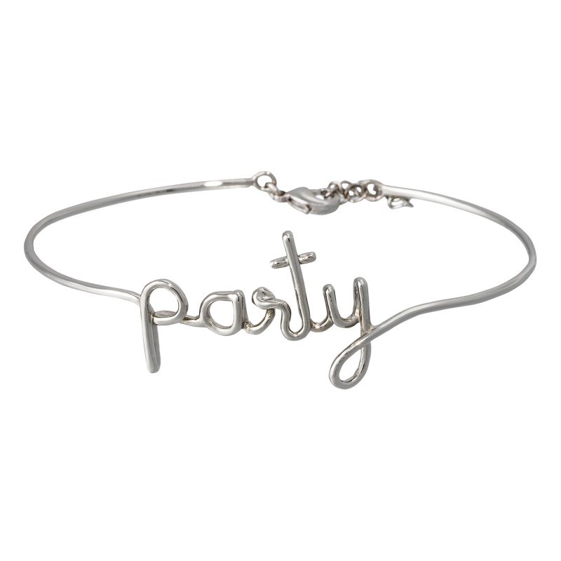 'PARTY' Bracelet fil lettering argenté à message