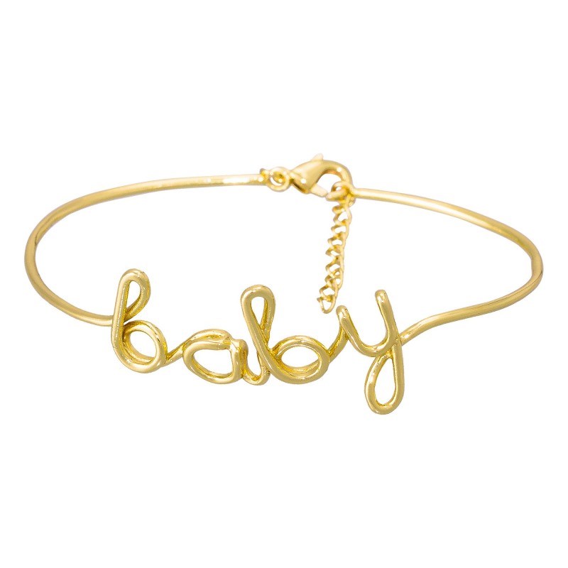'BABY' Bracelet jonc en fil lettering doré à message