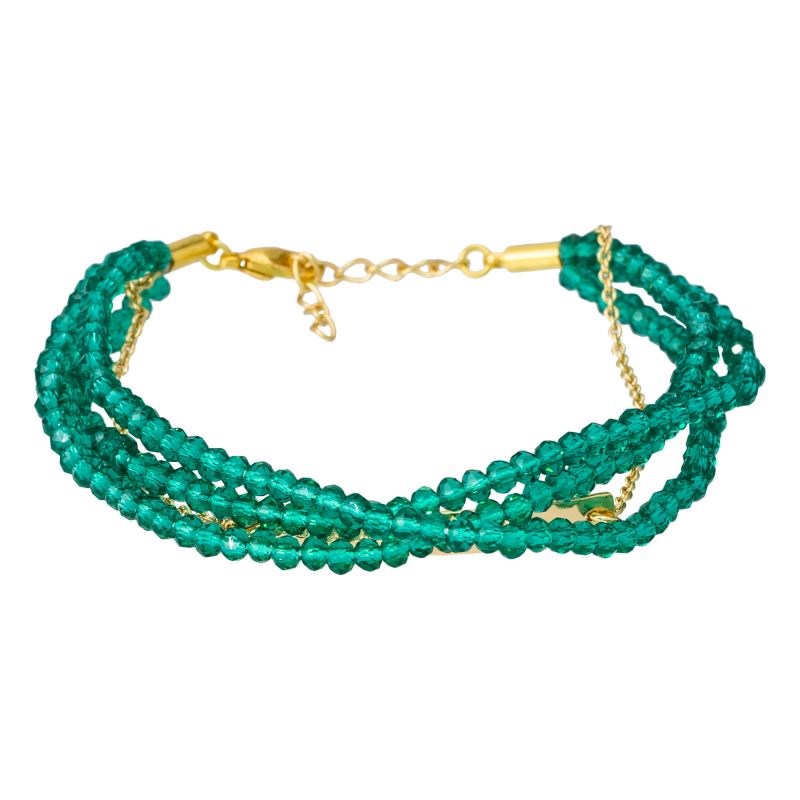 'LIFE IS BEAUTIFUL' bracelet doré chaine et perles à message - vue 2