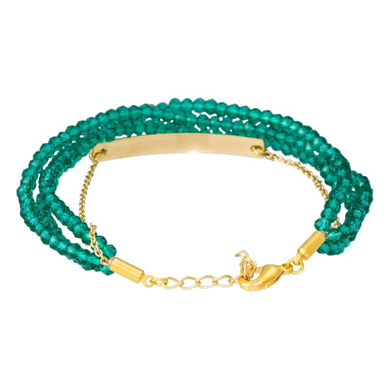'LIFE IS BEAUTIFUL' bracelet doré chaine et perles à message - vue 4