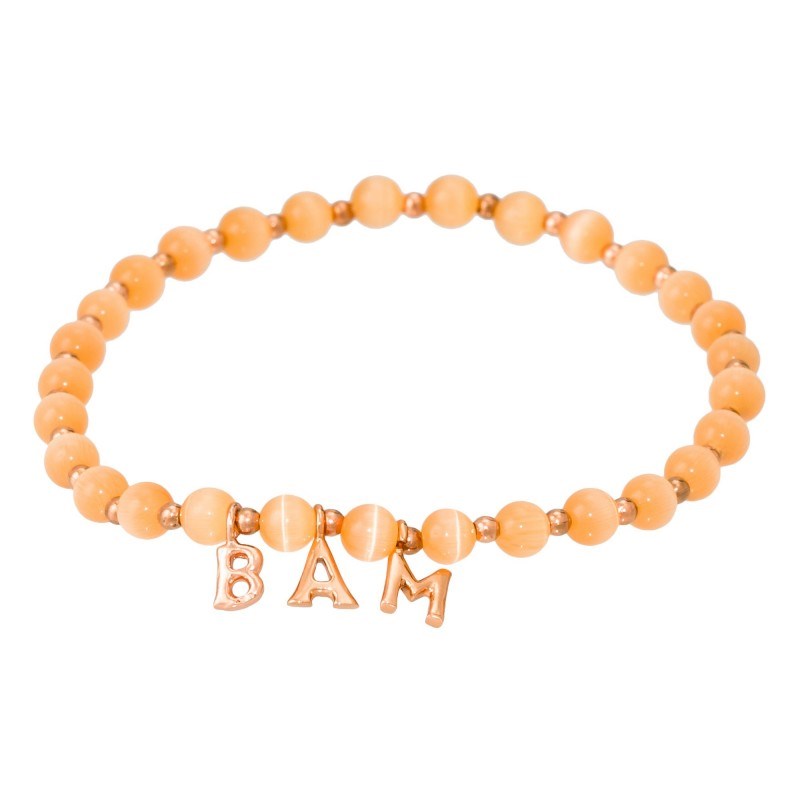 'BAM' Bracelet perle et lettering rosé à message