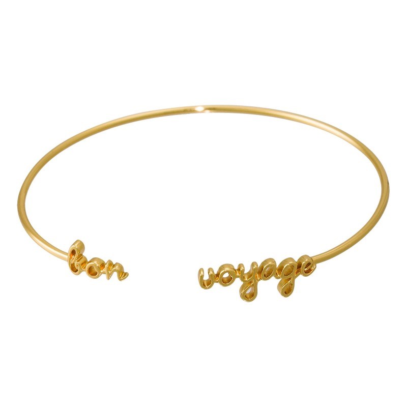 'BON VOYAGE'' bracelet jonc en fil lettering doré à message