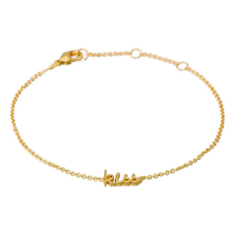 'KISS' bracelet chaine et fil lettering à message doré