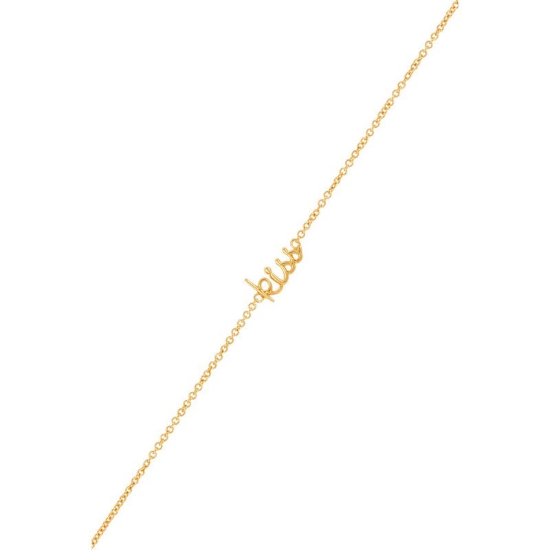 'KISS' bracelet chaine et fil lettering à message doré - vue 2