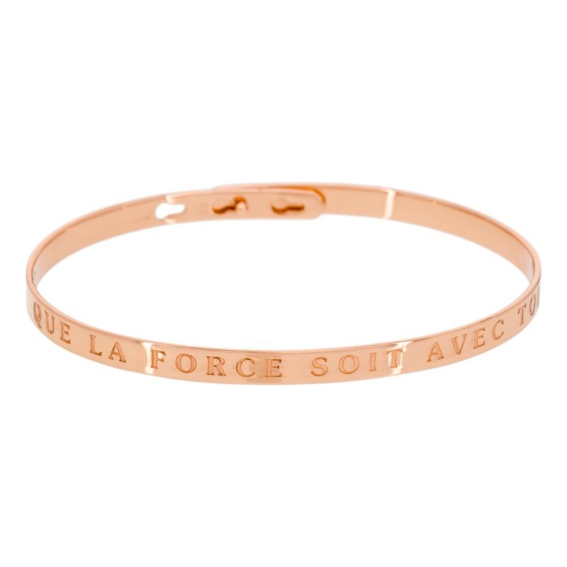'QUE LA FORCE SOIT AVEC TOI' bracelet jonc rosé à message