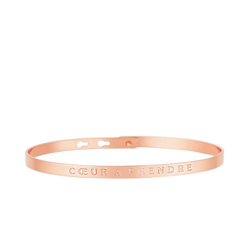 'COEUR À PRENDRE' bracelet jonc rosé à message