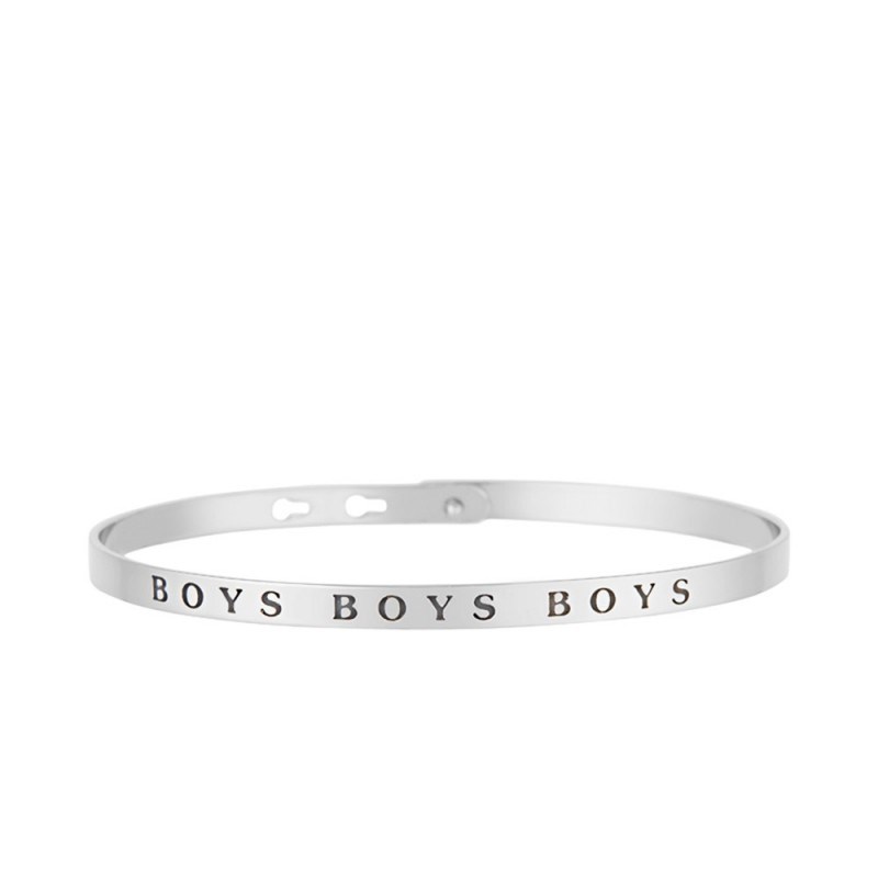 'BOYS BOYS BOYS' bracelet jonc argenté à message