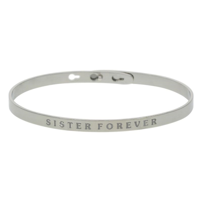 'SISTER FOREVER' bracelet jonc argenté à message