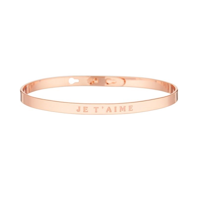 'JE T'AIME' bracelet jonc rosé à message