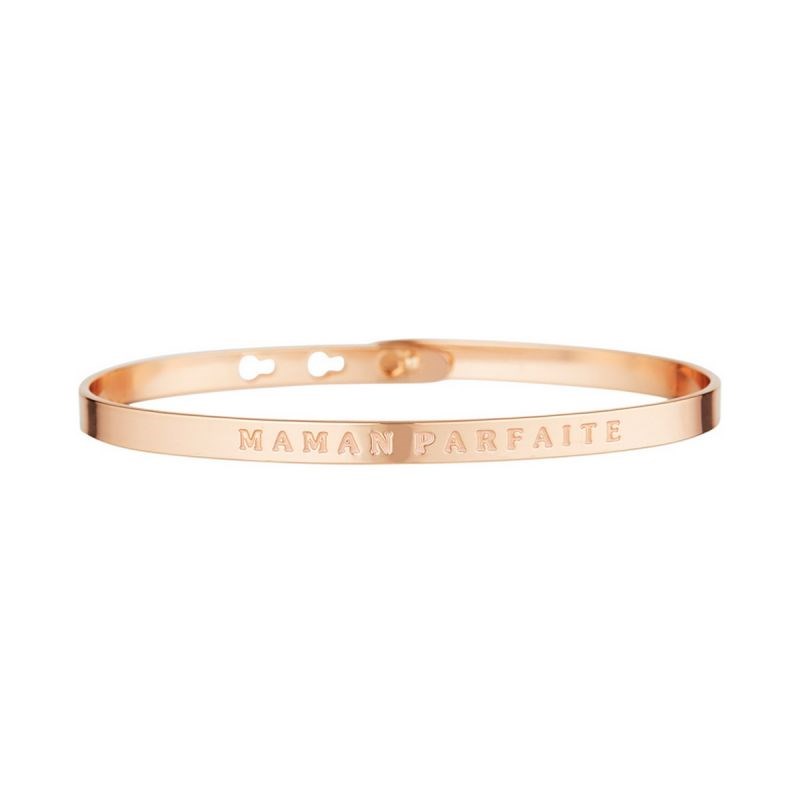 'MAMAN PARFAITE' bracelet jonc rosé à message