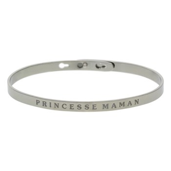 'PRINCESSE MAMAN' bracelet jonc argenté à message
