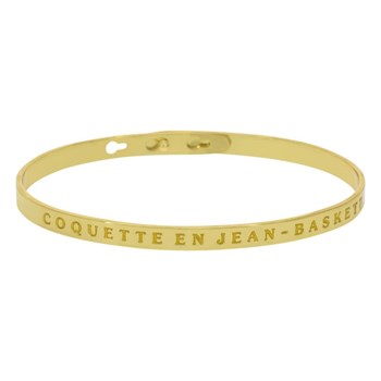 'COQUETTE EN JEAN-BASKETS' bracelet jonc doré à message