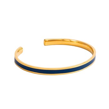 Bracelet jonc ouvert 'CORFOU'' émail Bleu finition dorée