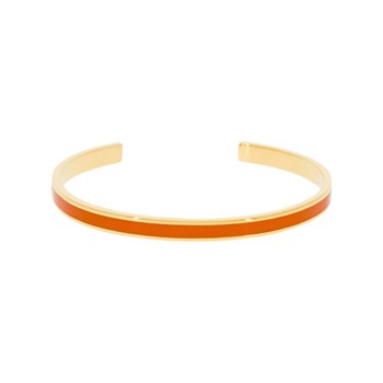 Bracelet jonc ouvert 'CORFOU' Émail orange finition dorée