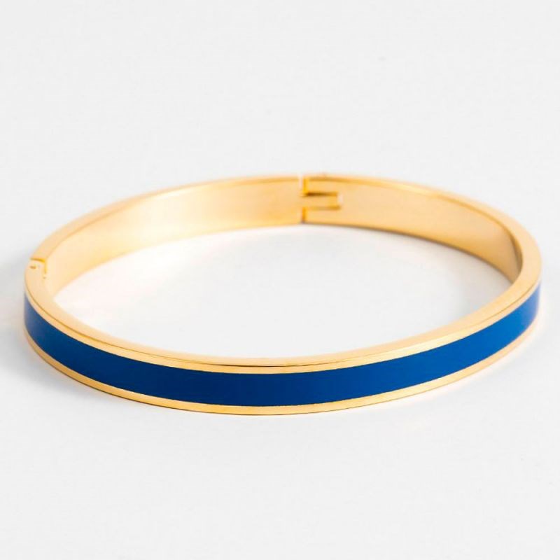 Bracelet jonc 'TORONTO' émail Bleu finition dorée - vue 2