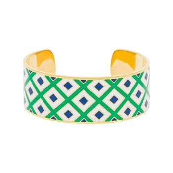 Bracelet manchette 'NAIROBI' Émail multicolore bleu finition dorée