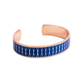 Bracelet ouvert 'PALMA' Émail bleu finition rosée
