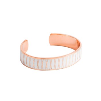 Bracelet ouvert 'PALMA' Émail blanc finition rosée