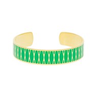 Bracelet jonc ouvert 'PALMA' Émail vert finition dorée