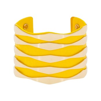 Bracelet manchette 'ZADAR' finition dorée simili cuir jaune