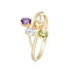 Bague Or Jaune 'BORNÉO' Améthyste 0,18ct, Topaze bleue 0,24ct, Citrine 0,18ct et Péridot - vue V1