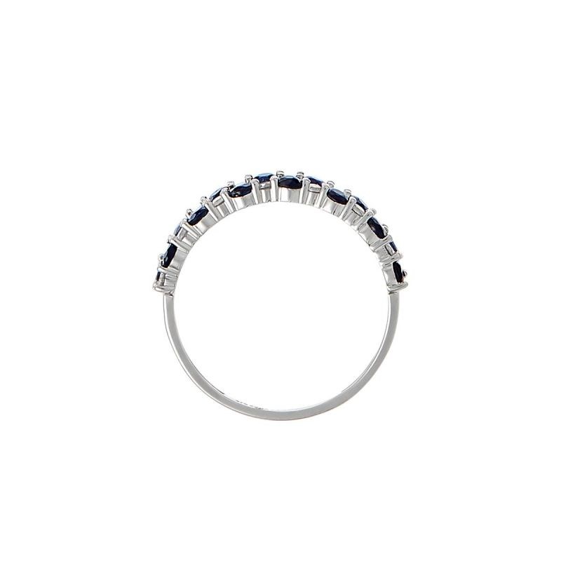 Bague Or Blanc, Diamants 0,21 carat et Saphir 1,4 carat 'PRINCESSE GRACE' - vue 2