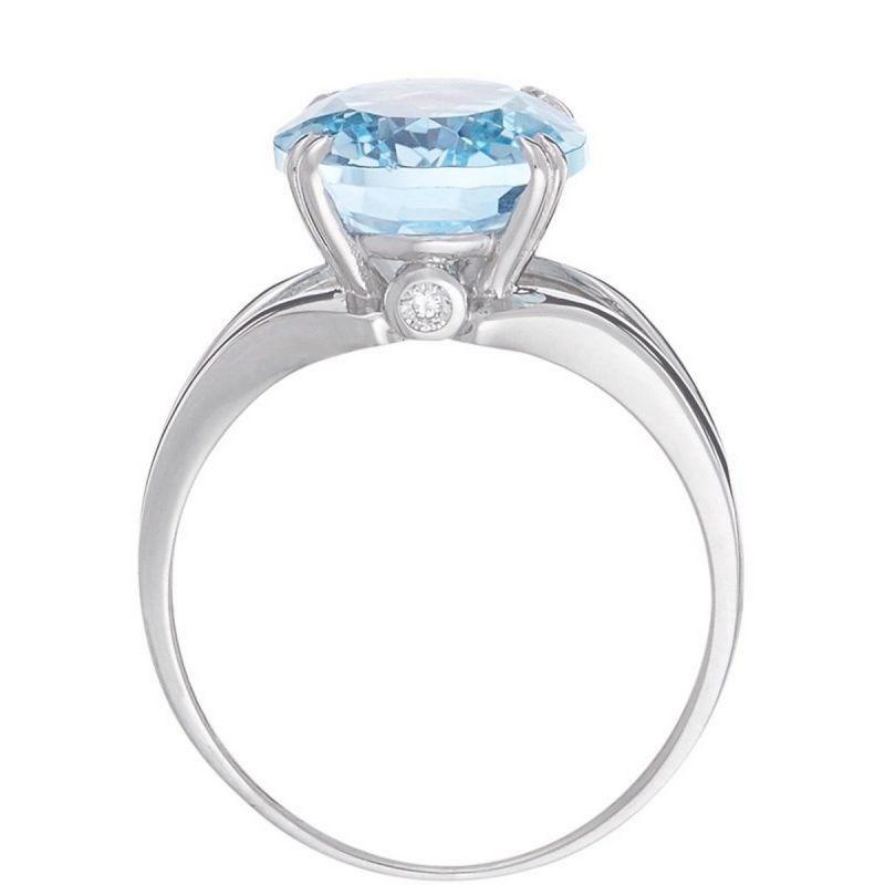Bague Or Blanc 'PATTAYA' Diamants 0,05 carat et Topaze Bleue 6,4 carat - vue 2
