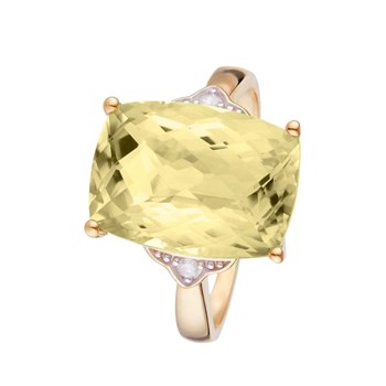 Bague 'Green Hill Quartz' Or jaune et Diamants
