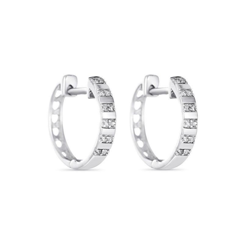 Boucles d'oreilles Or Blanc et Diamants 0,08 carat 'LINÉA'