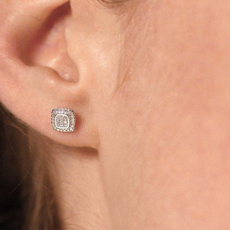 Boucles d'oreilles 'Aéla' Or blanc et Diamant - vue 2