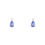 Boucles d'oreilles Or Blanc 750 'GOUTTES BLEU NUIT' Saphirs 0,89 carat et Diamants 0,03 carat