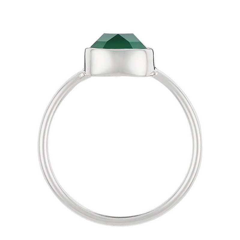 Bague argentée 'Ella' Agate verte - vue 3