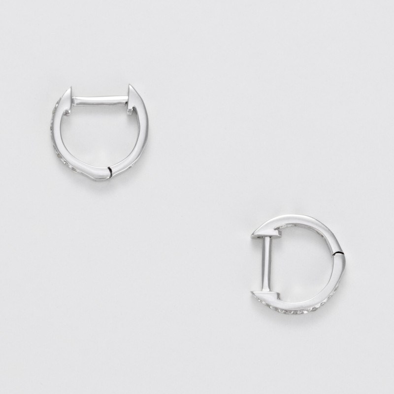 Boucles d'oreilles 'Louée' Or blanc et Diamant - vue 4