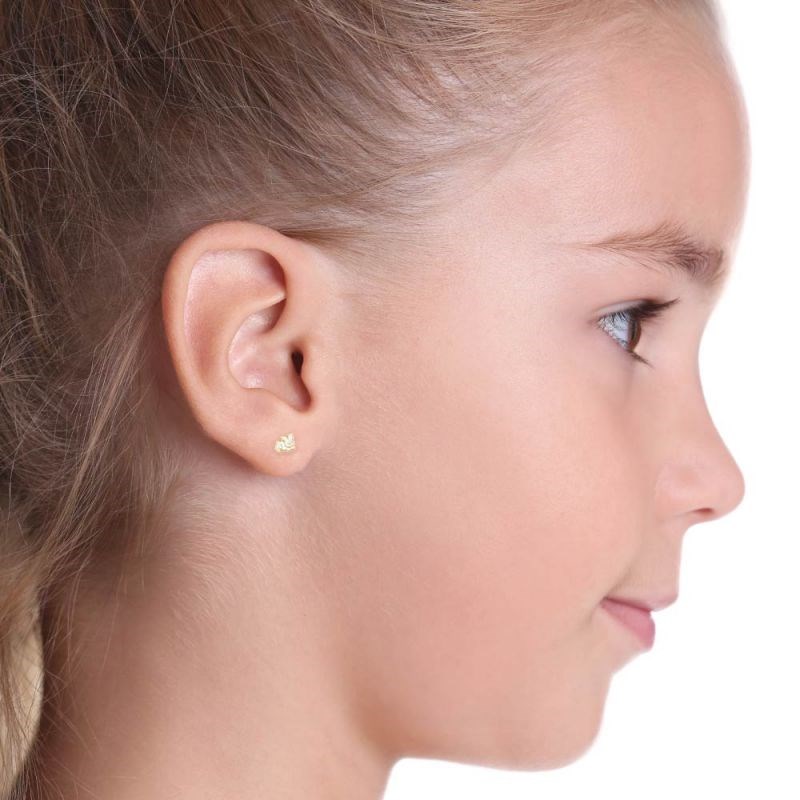 Boucles d'oreilles enfant 'Lapin Blanc' Or Jaune et émail - vue 2