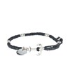 Bracelet Homme en corde cirée, perles argenté et ancre acier - vue V1