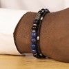 Bracelet Homme en corde cirée, perles argenté et ancre acier - vue V4