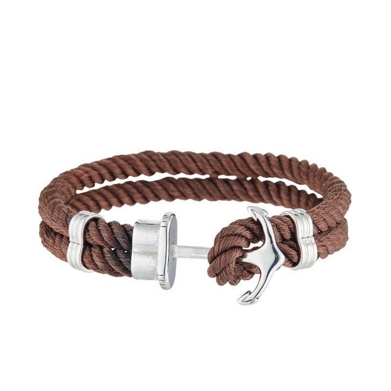 Bracelet Homme double corde nylon et ancre acier